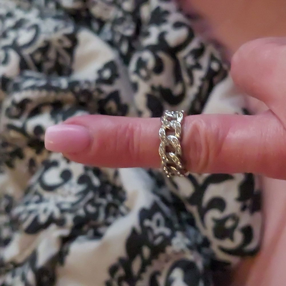 3/ for $30 Silver chain link ring with cz size 7